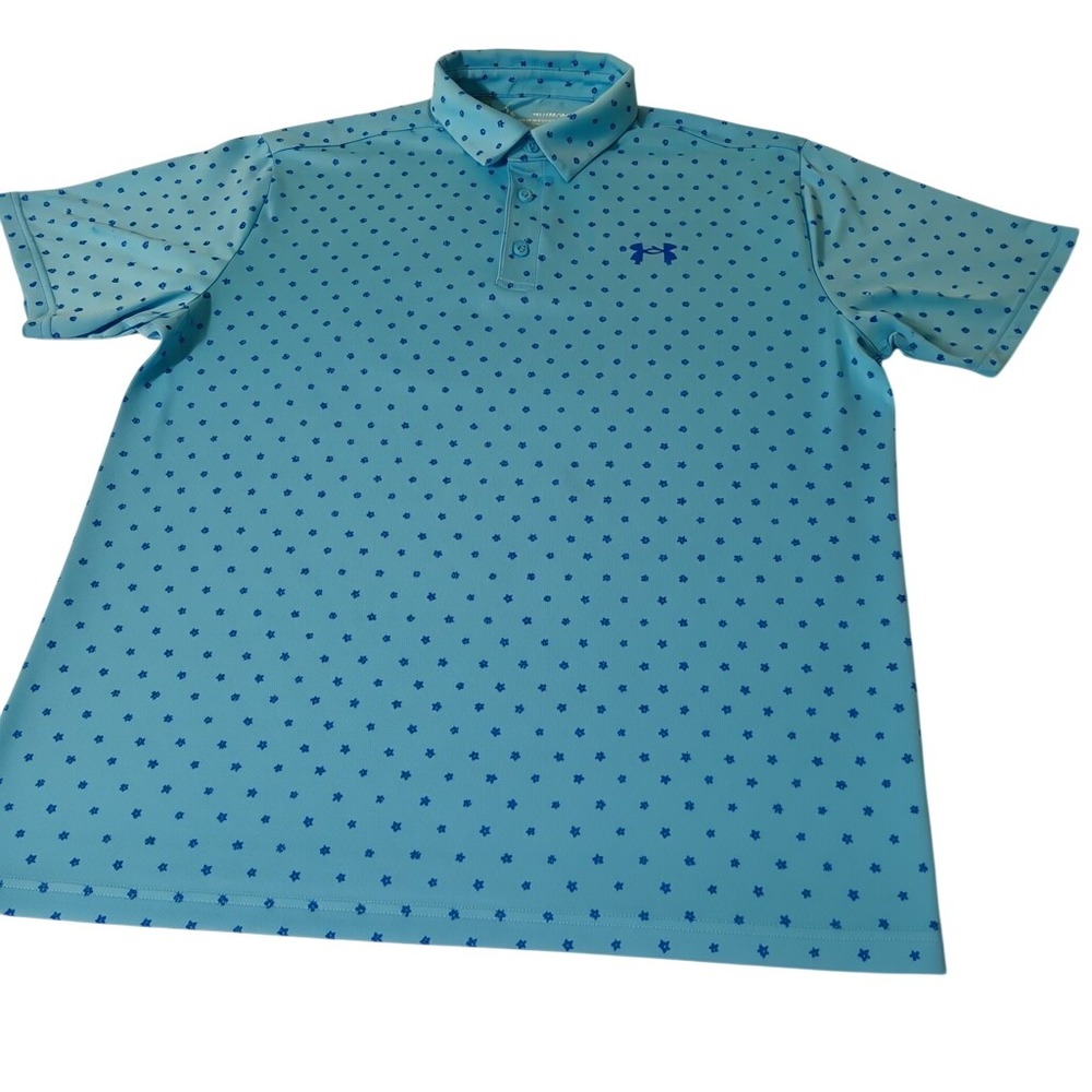 Under Armour Polo Mens XL Blue Star Print Short Sleeve Playoff Golf Shirt